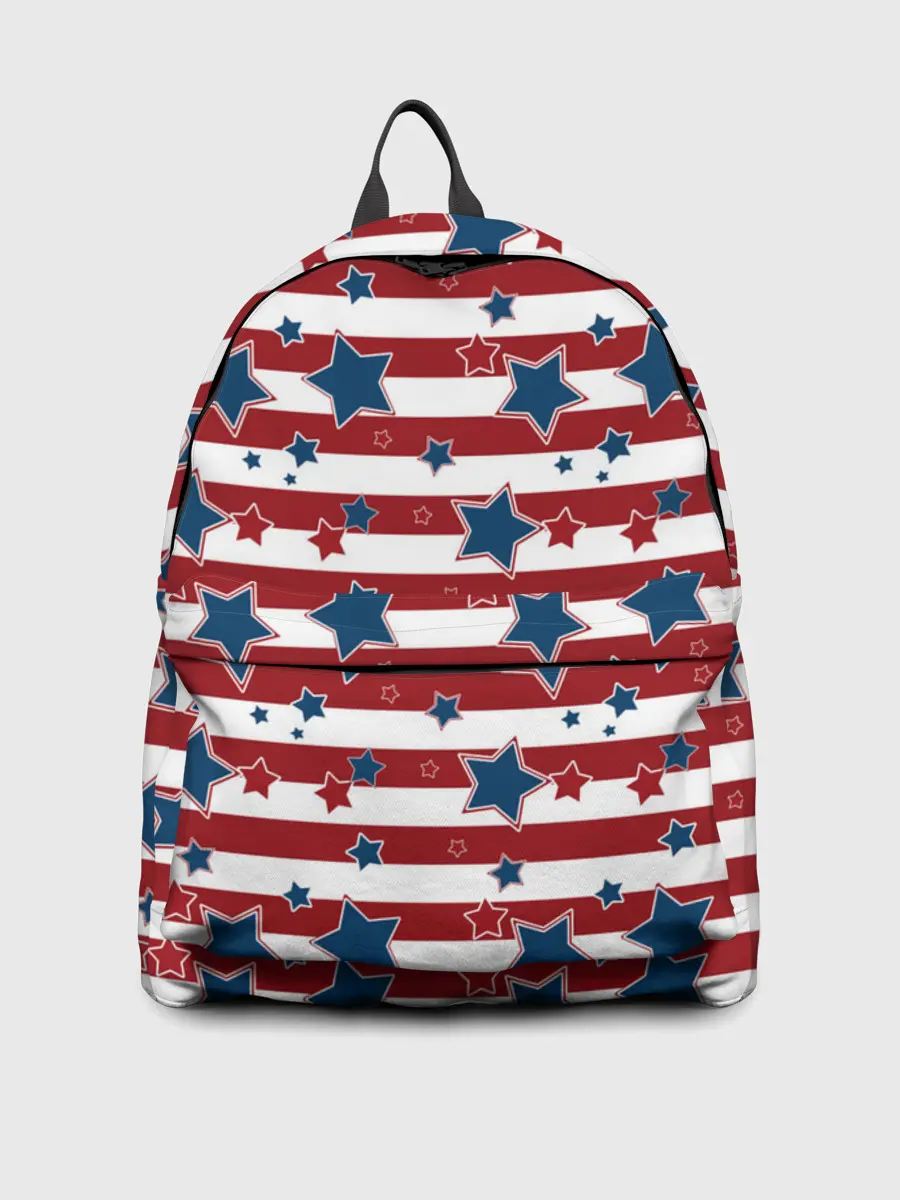 Рюкзак джинсовый / Синие звезды на полосатом фоне