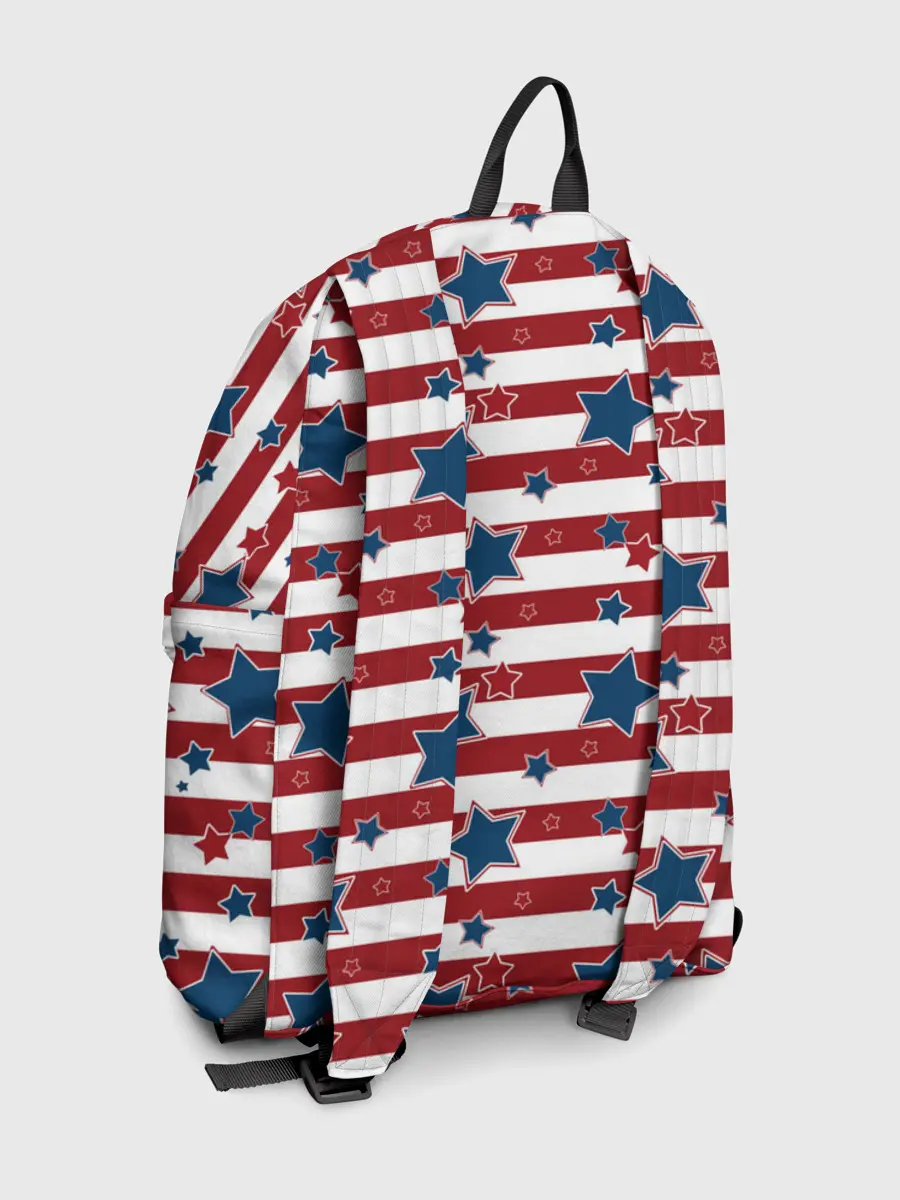 Рюкзак джинсовый / Синие звезды на полосатом фоне