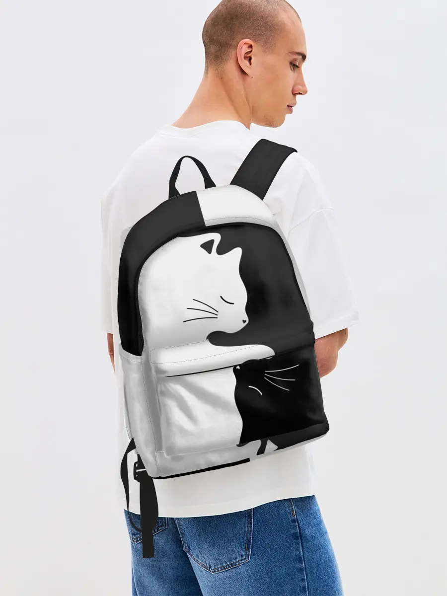 Рюкзак джинсовый / Коты инь янь