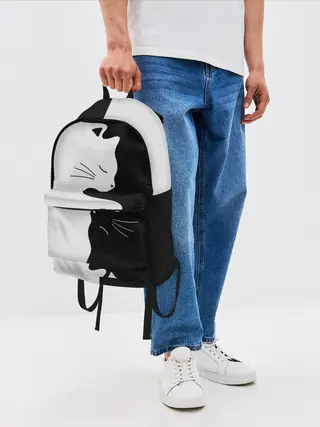 Рюкзак джинсовый / Коты инь янь