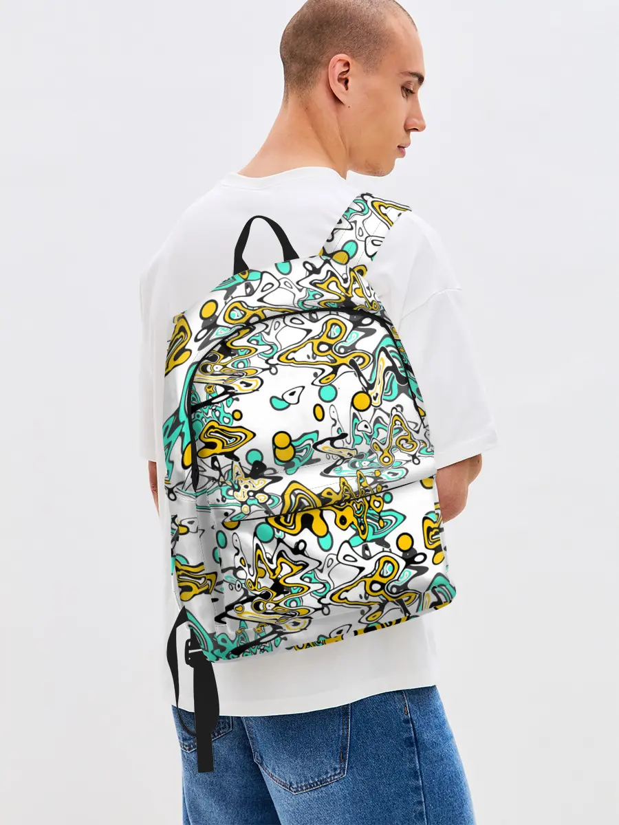 Рюкзак джинсовый / Бирюзово-желтый узор