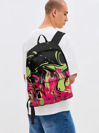 Рюкзак джинсовый / Черно малиновый абстрактный