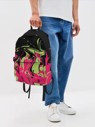 Рюкзак джинсовый / Черно малиновый абстрактный