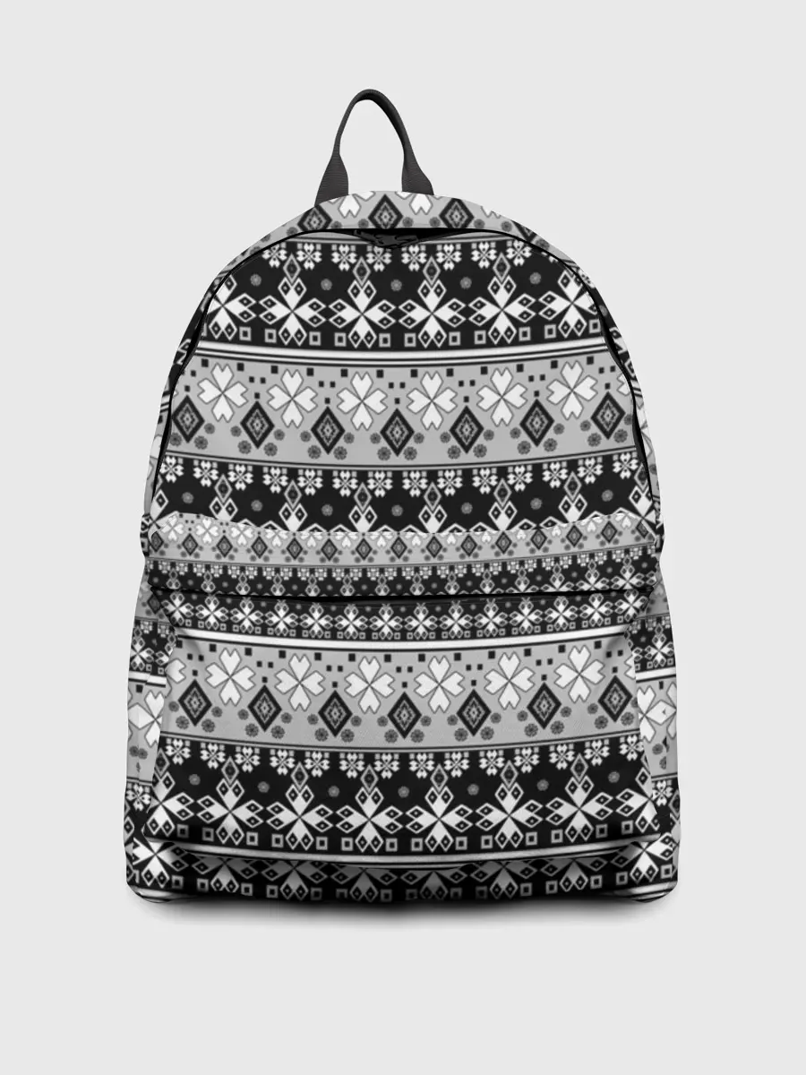 Рюкзак джинсовый / Черно-белый орнамент