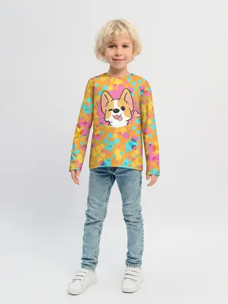 Детский лонгслив / Милый корги