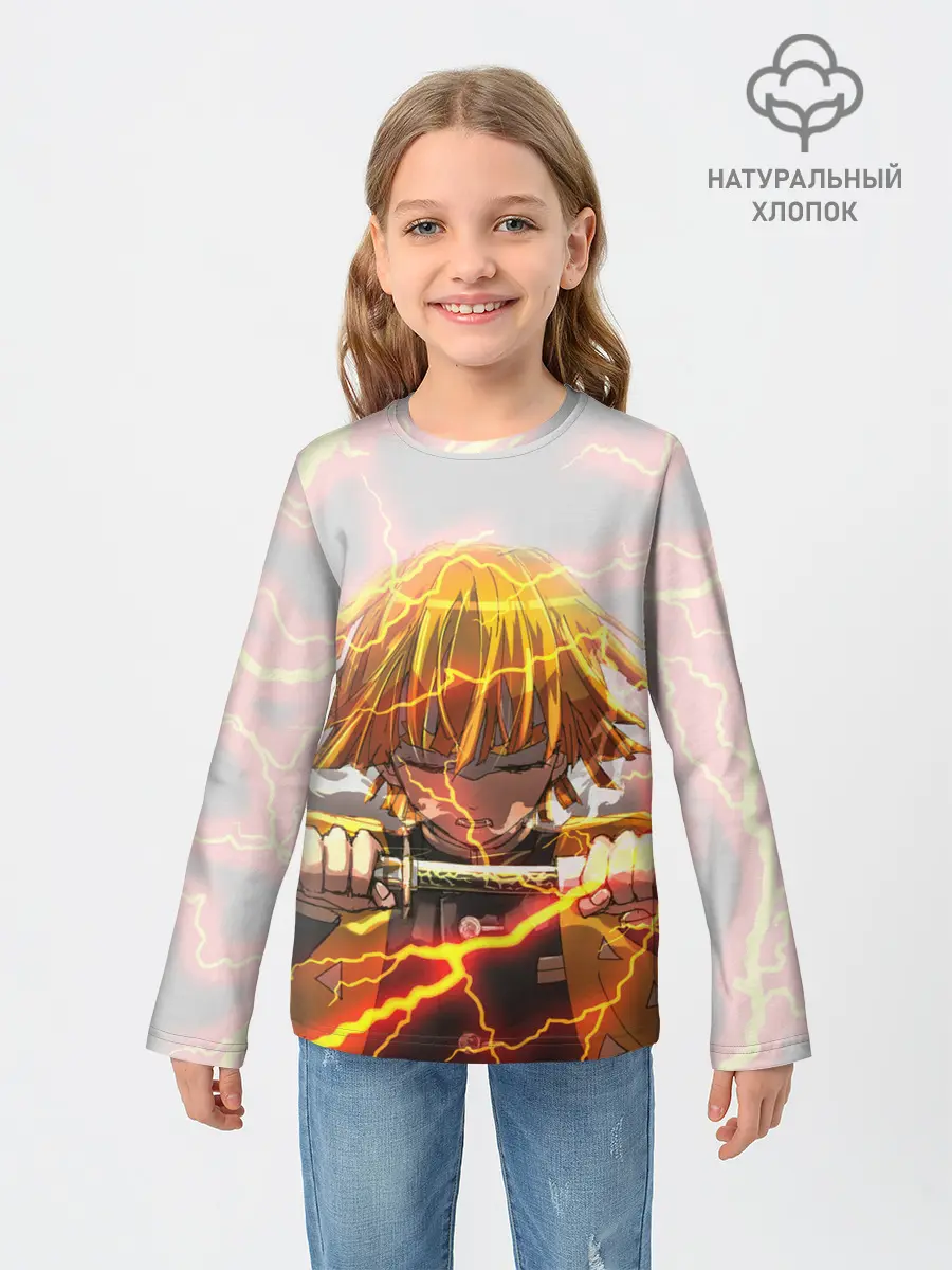 Детский лонгслив / Kimetsu no yaiba достает меч