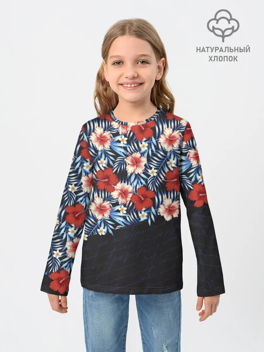 Детский лонгслив / Flowers with inscriptions