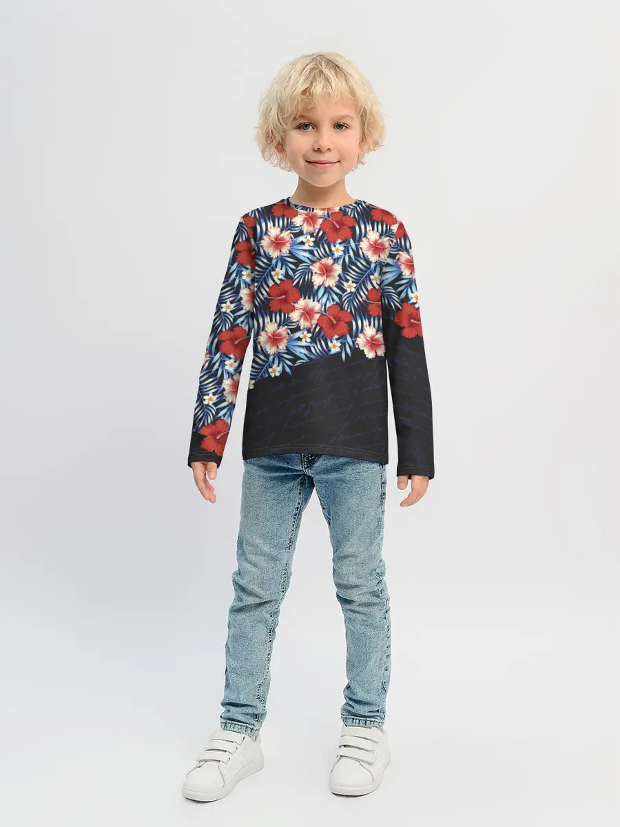 Детский лонгслив / Flowers with inscriptions