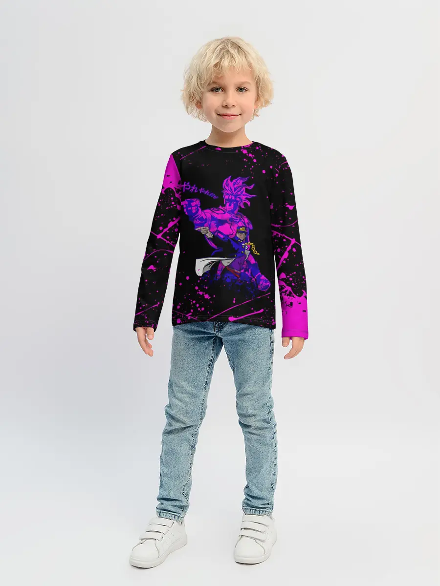 Детский лонгслив / Дзётаро указывает фиолетовые брызги