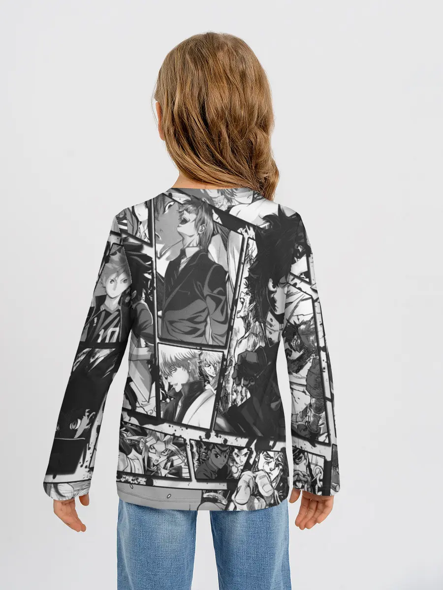 Детский лонгслив / EPIC MAIN ANIME CHARACTERS 3D! monochome