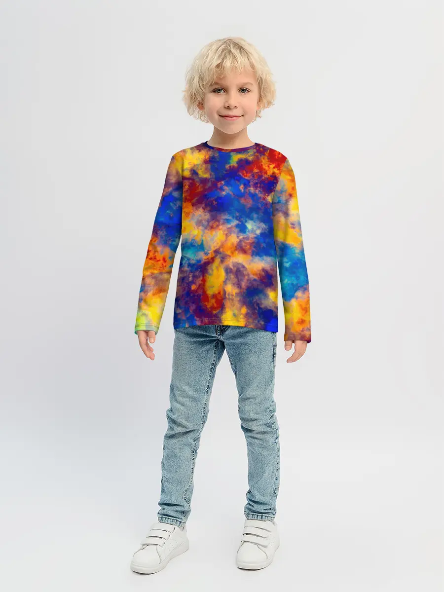 Детский лонгслив / Огненно-синий полутон