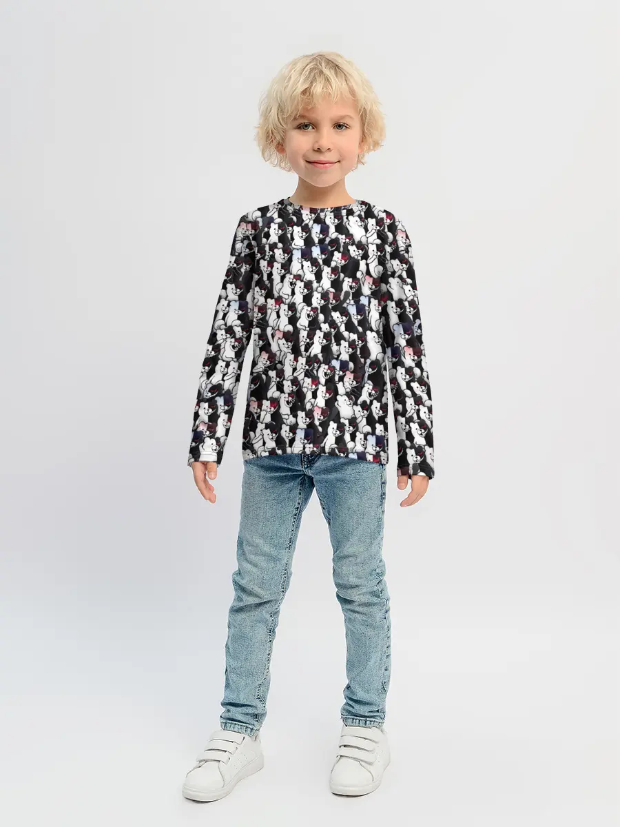 Детский лонгслив / Черно-белые медведи