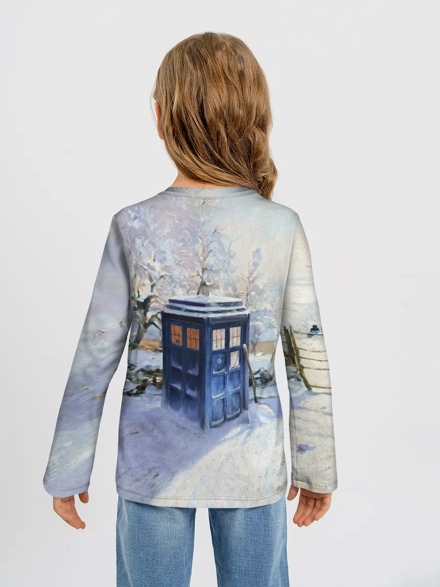 Детский лонгслив / ТАРДИС В СНЕГУ
