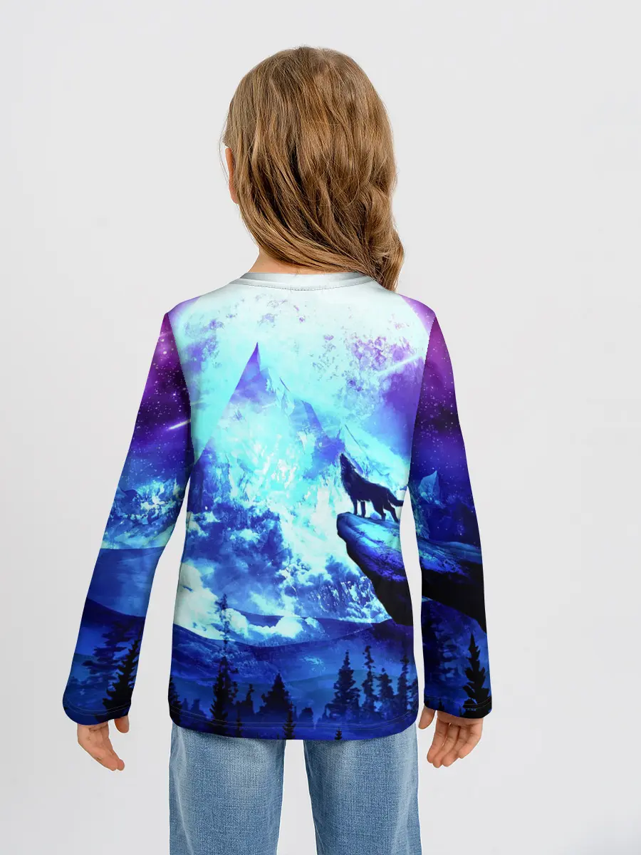 Детский лонгслив / Ночь Волк Луна