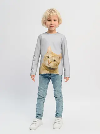 Детский лонгслив / Рыжий котик