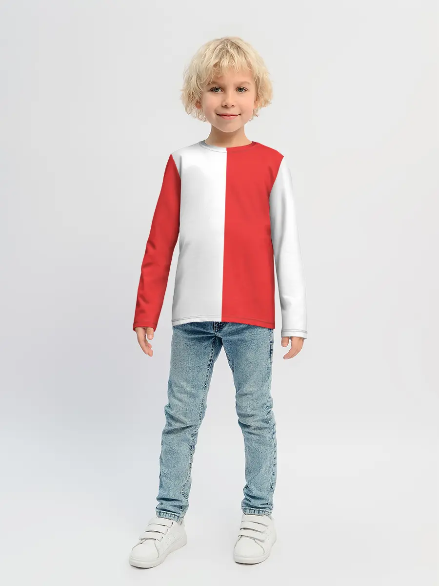 Детский лонгслив / Красно-белая форма