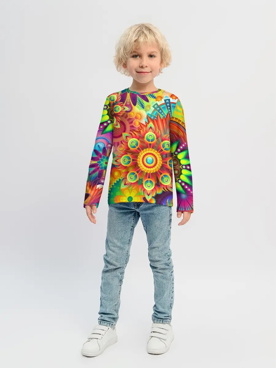 Детский лонгслив / Психоделия | Яркая