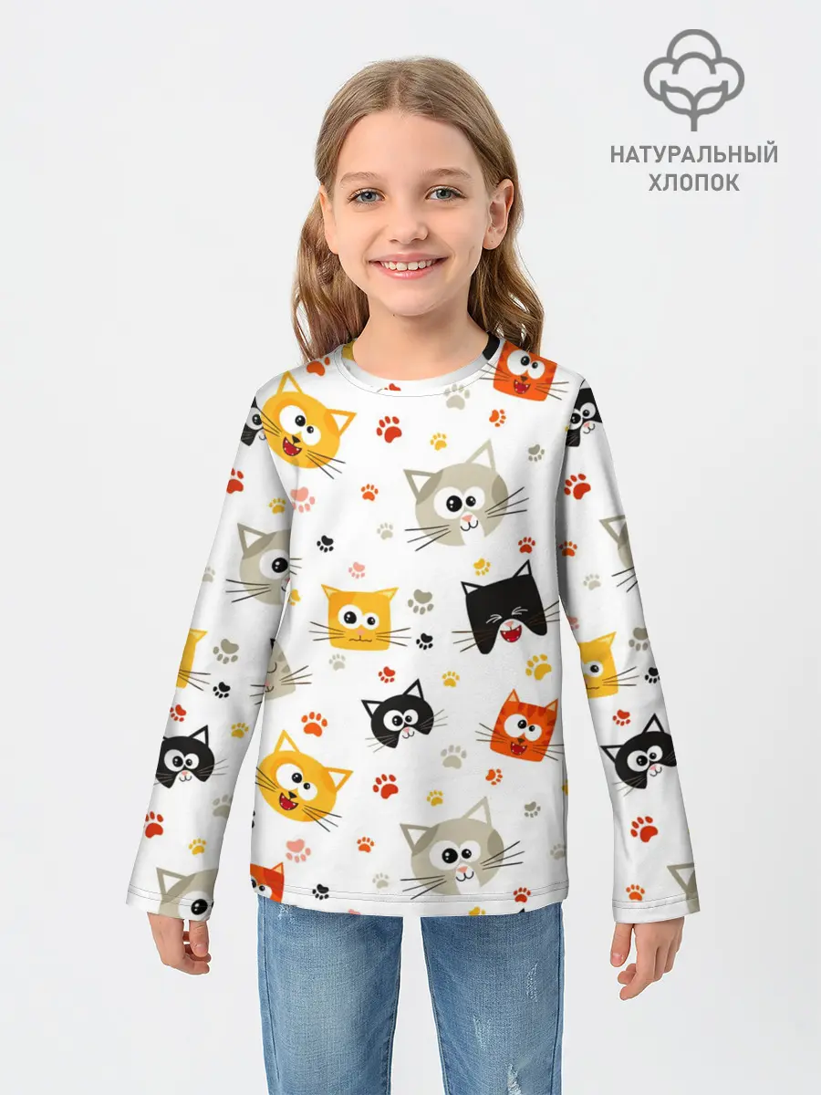 Детский лонгслив / Котики с лапками