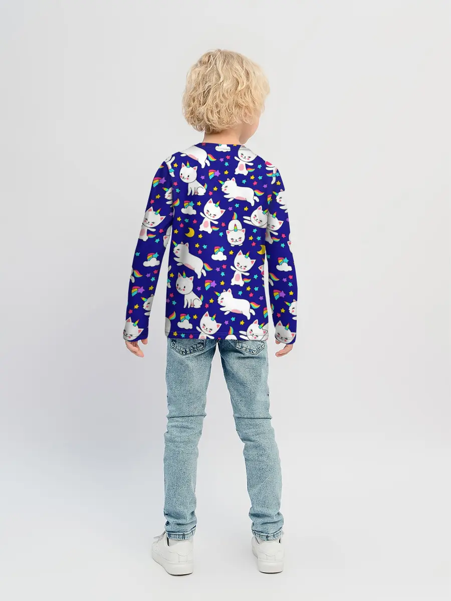 Детский лонгслив / Кот-Единорог