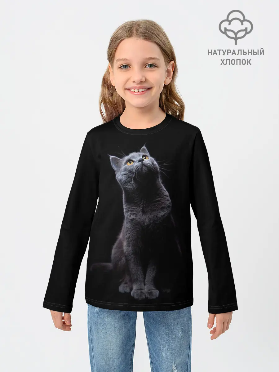 Детский лонгслив / Кот Британец