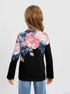 Детский лонгслив / цветы на черном