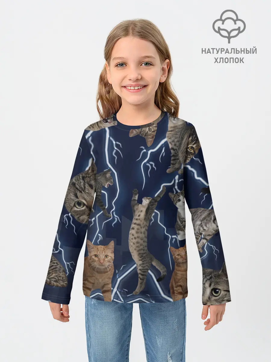 Детский лонгслив / Коты