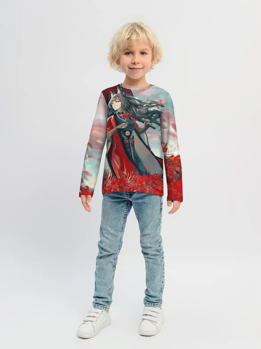Детский лонгслив / Azur Lane red flowers