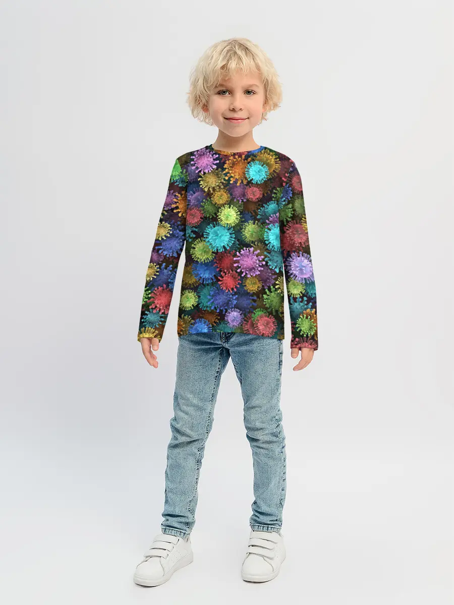 Детский лонгслив / Разноцветные вирусы
