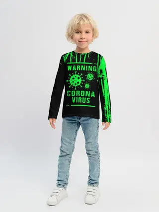 Детский лонгслив / Warning Coronavirus