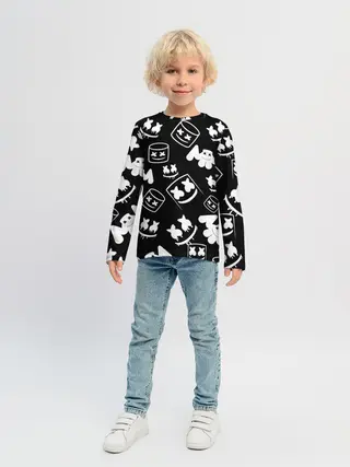 Детский лонгслив / Marshmello ЧБ