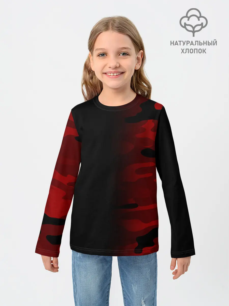Детский лонгслив / RED BLACK MILITARY CAMO | КРАСНЫЙ КАМУФЛЯЖ