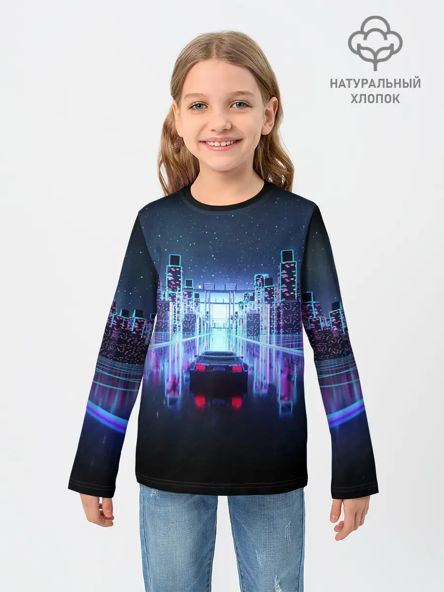 Детский лонгслив / SYNTHWAVE / RETROWAVE