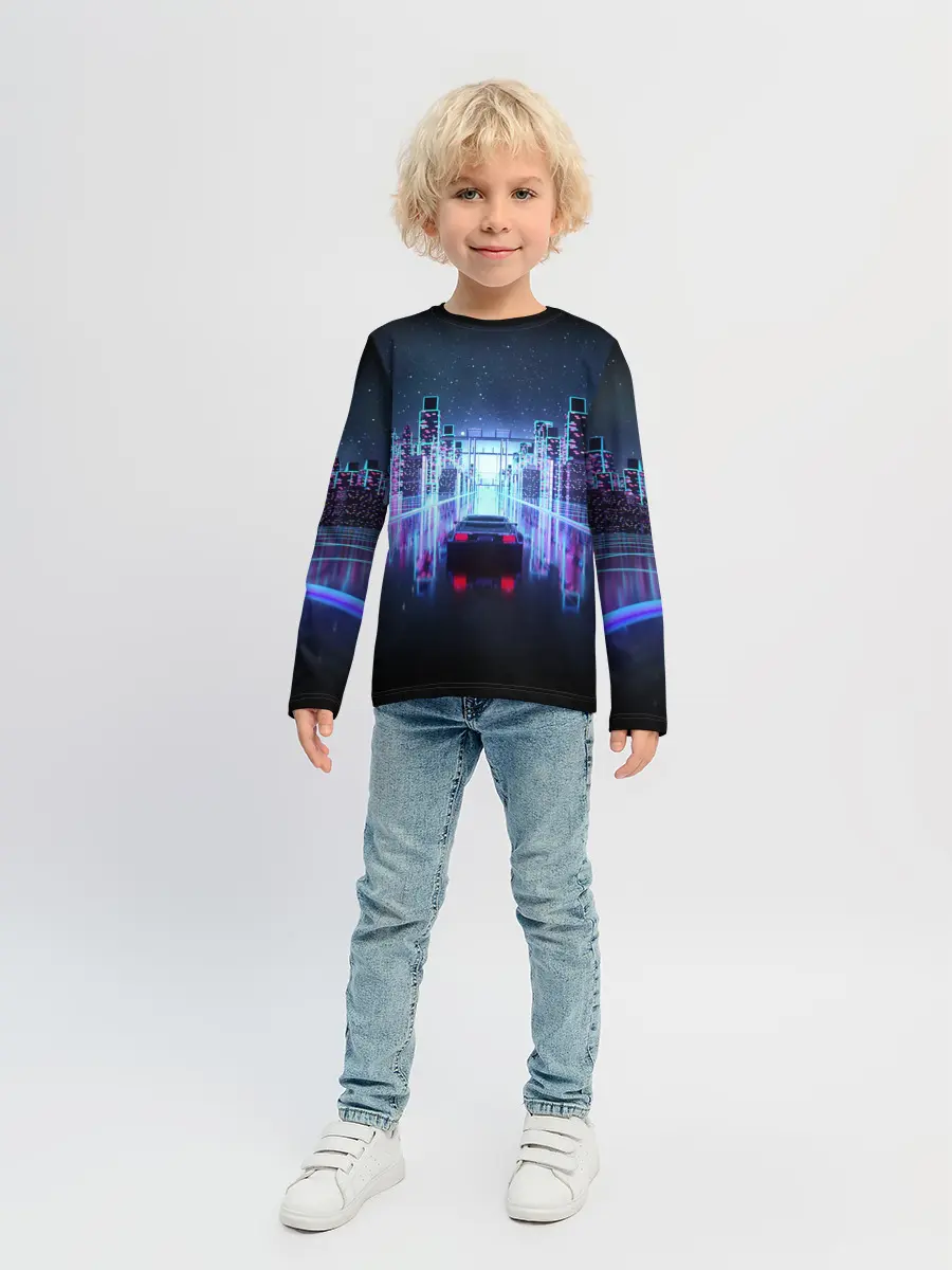 Детский лонгслив / SYNTHWAVE / RETROWAVE