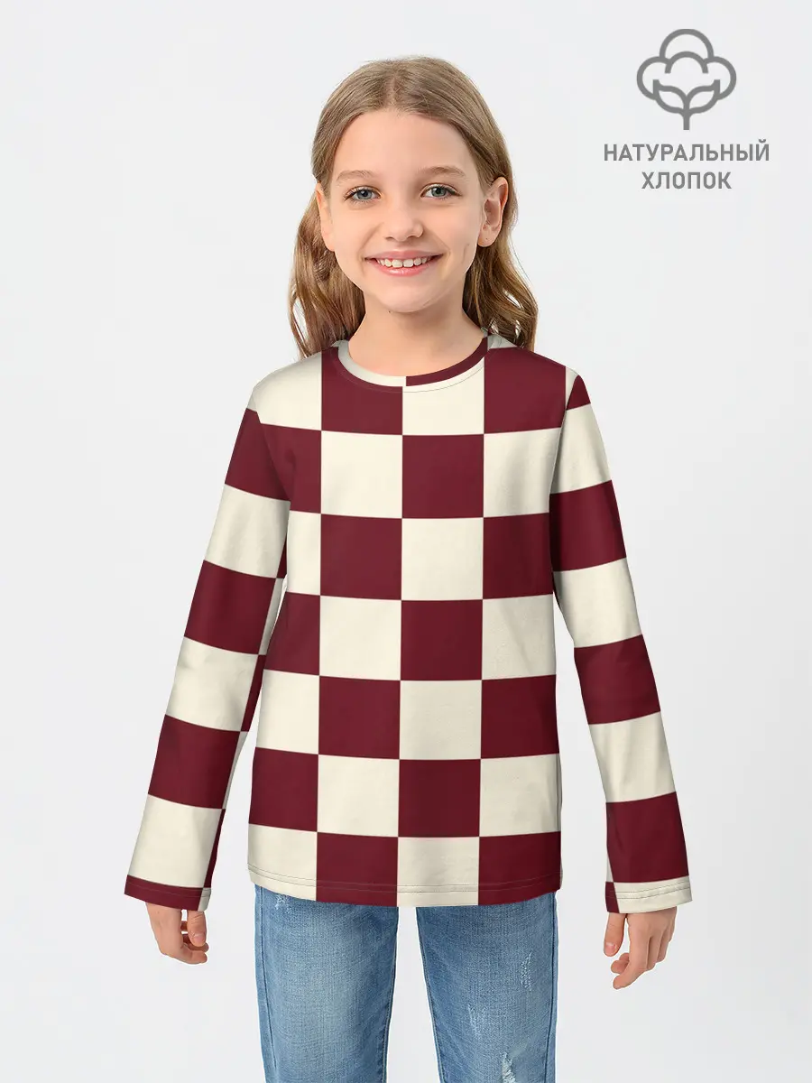 Детский лонгслив / Шахматка