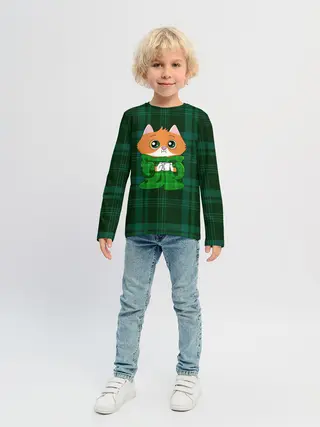 Детский лонгслив / Котёнок в пледе