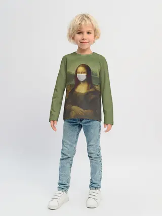 Детский лонгслив / Мона Лиза в маске