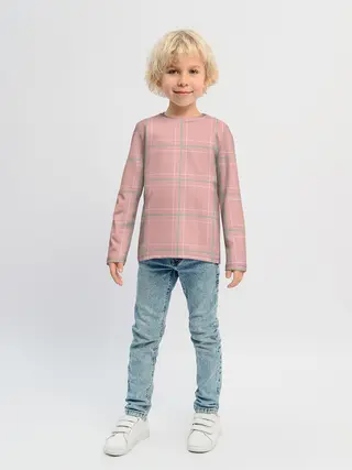 Детский лонгслив / Шотландка Розовая
