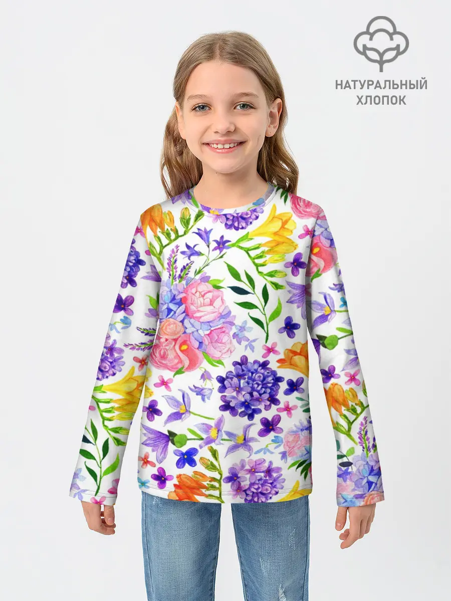 Детский лонгслив / Весенняя пора | Акварель