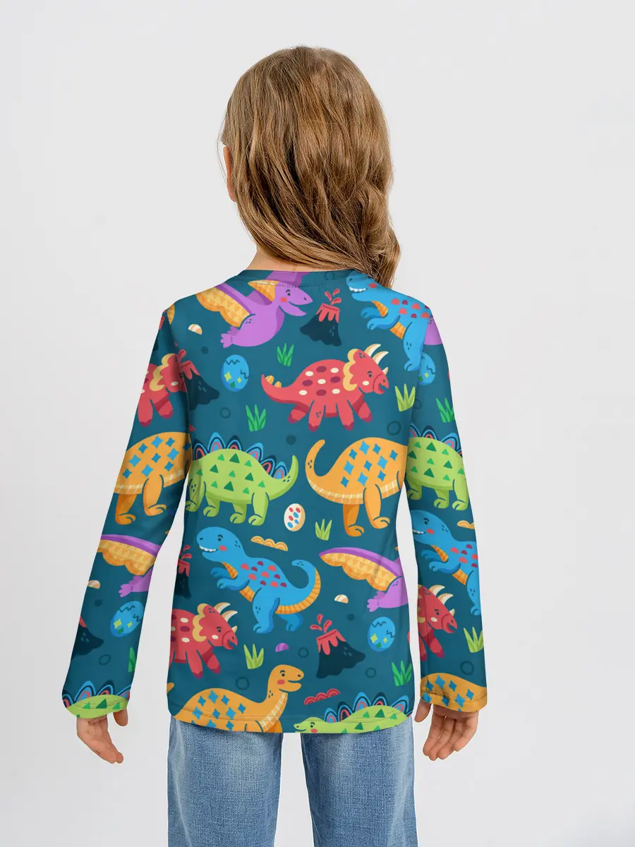 Детский лонгслив / Арт с динозаврами