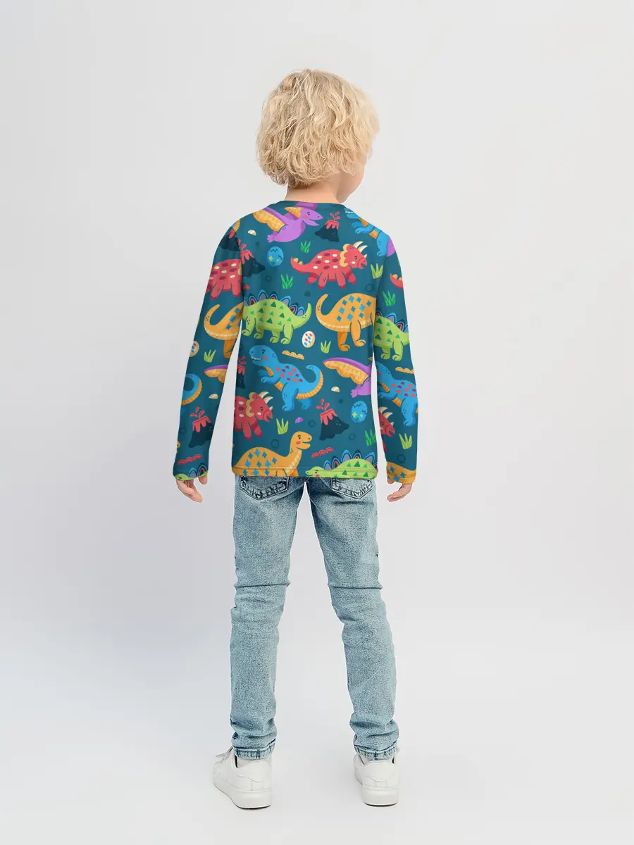 Детский лонгслив / Арт с динозаврами