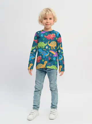 Детский лонгслив / Арт с динозаврами