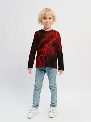 Детский лонгслив / МОЛНИЯ RED NEON