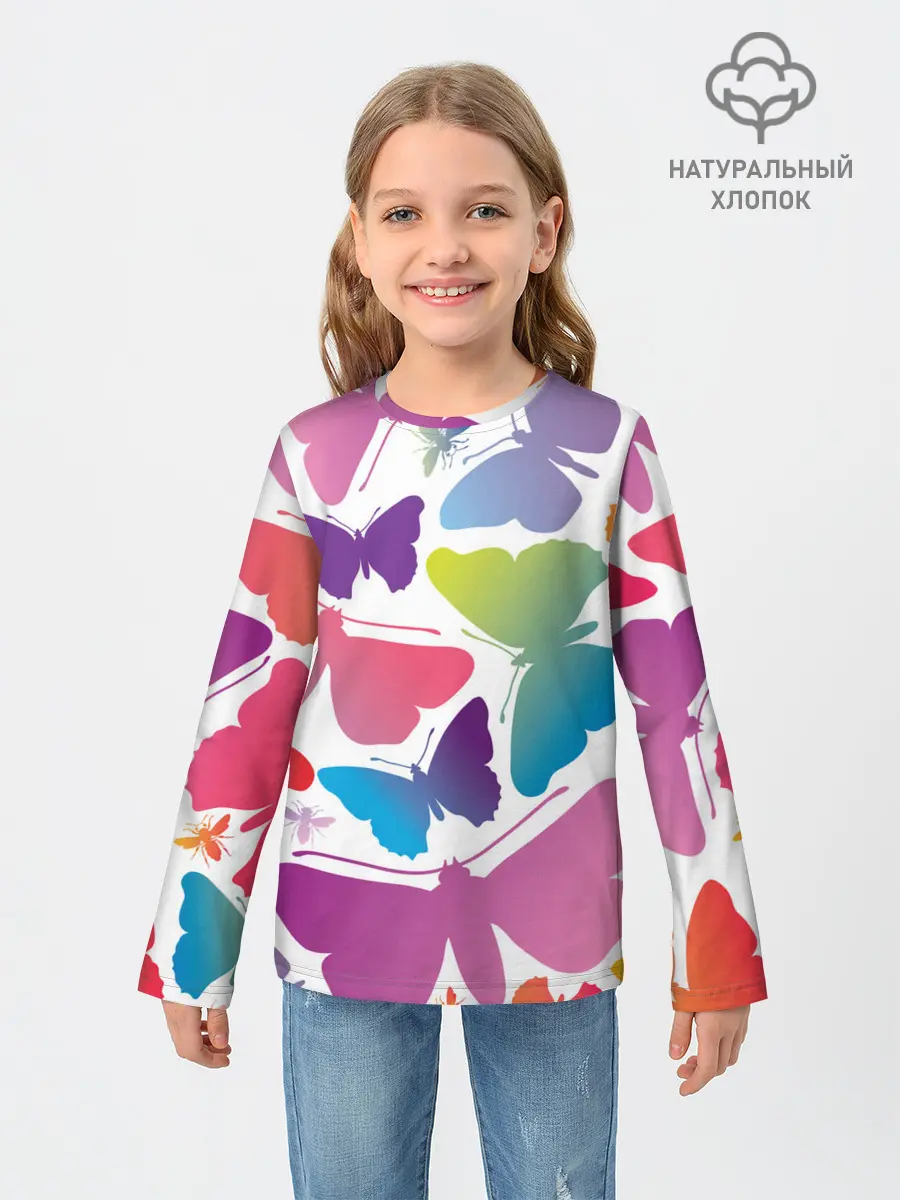 Детский лонгслив / БАБОЧКИ ПАТТЕРН | BUTTERFLY PATTERN