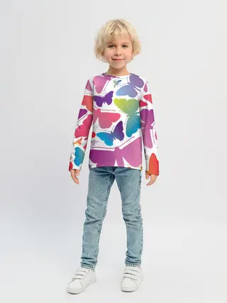 Детский лонгслив / БАБОЧКИ ПАТТЕРН | BUTTERFLY PATTERN