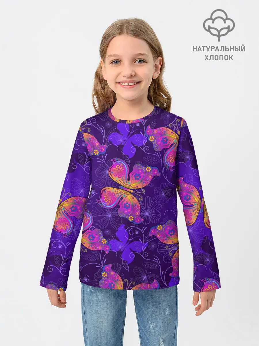 Детский лонгслив / БАБОЧКИ ПАТТЕРН | BUTTERFLY PATTERN