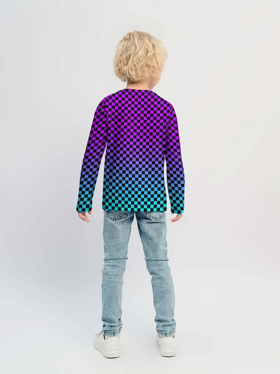 Детский лонгслив / НЕОНОВАЯ ШАХМАТКА