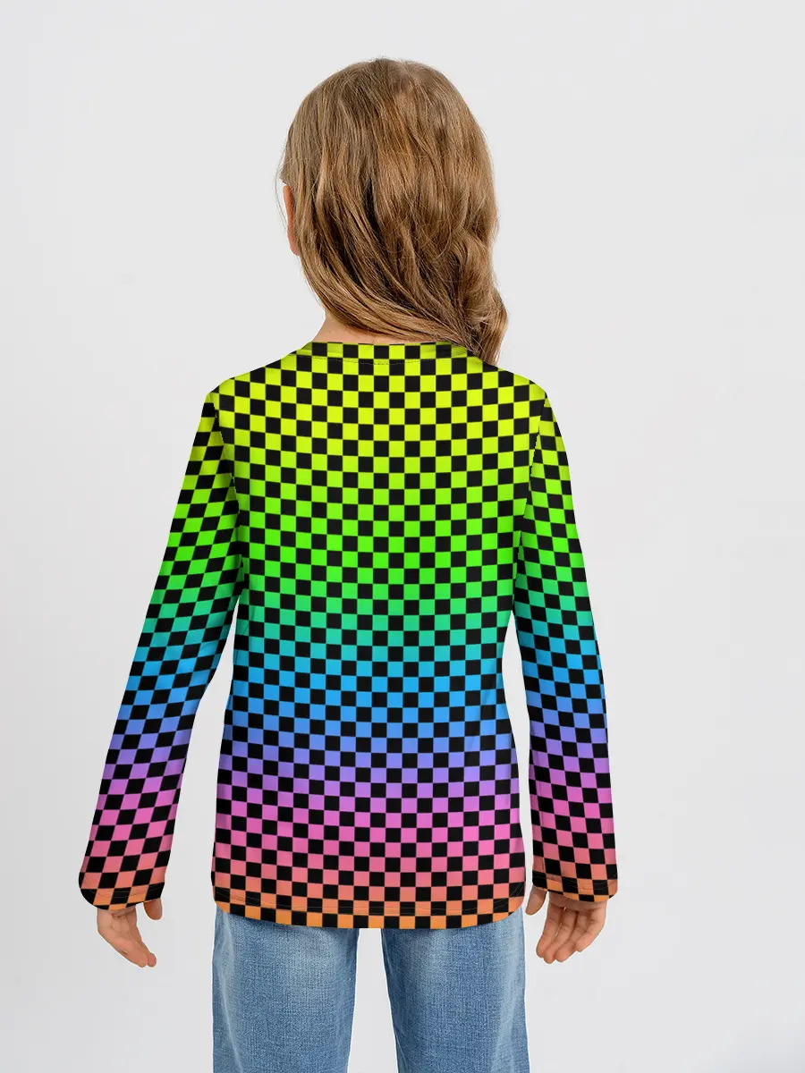 Детский лонгслив / РАДУЖНАЯ ШАХМАТКА