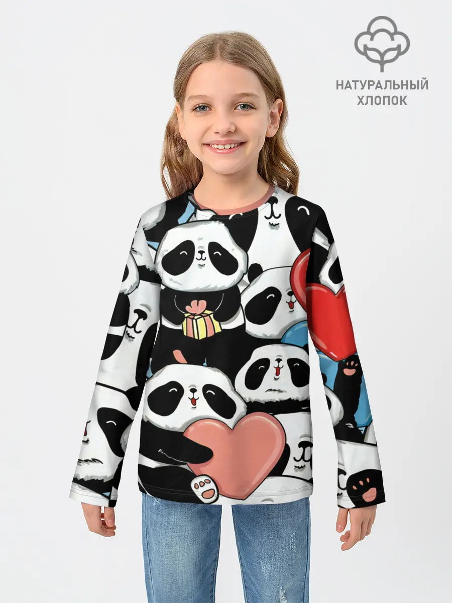 Детский лонгслив / Панды.