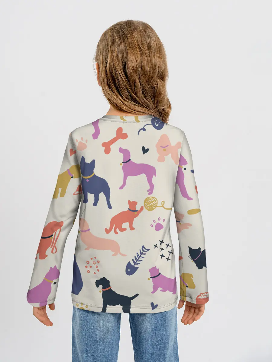 Детский лонгслив / Домашние животные паттерн | Pets pattern