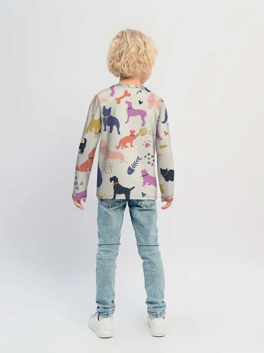 Детский лонгслив / Домашние животные паттерн | Pets pattern